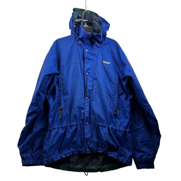 Patagonia Jackets & Blazers - Patagonia Vtg Women’s Blue Ripstop Hooded Jacket Fleece Lined Outdoor Coat Sz SM